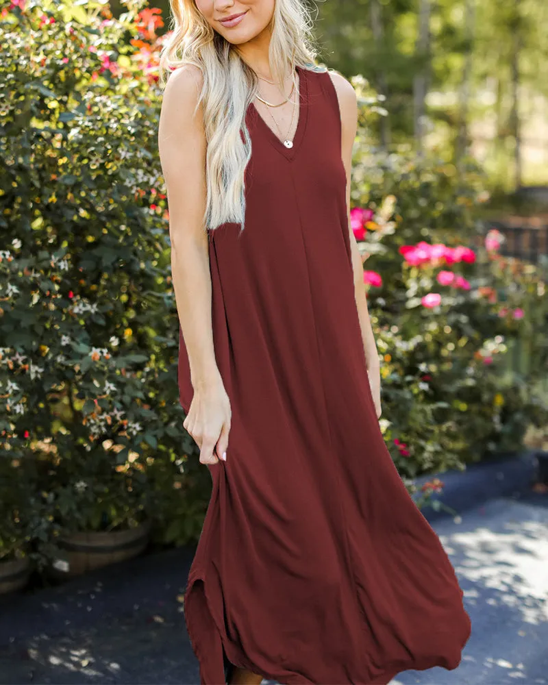Bordeauxrotes Maxikleid