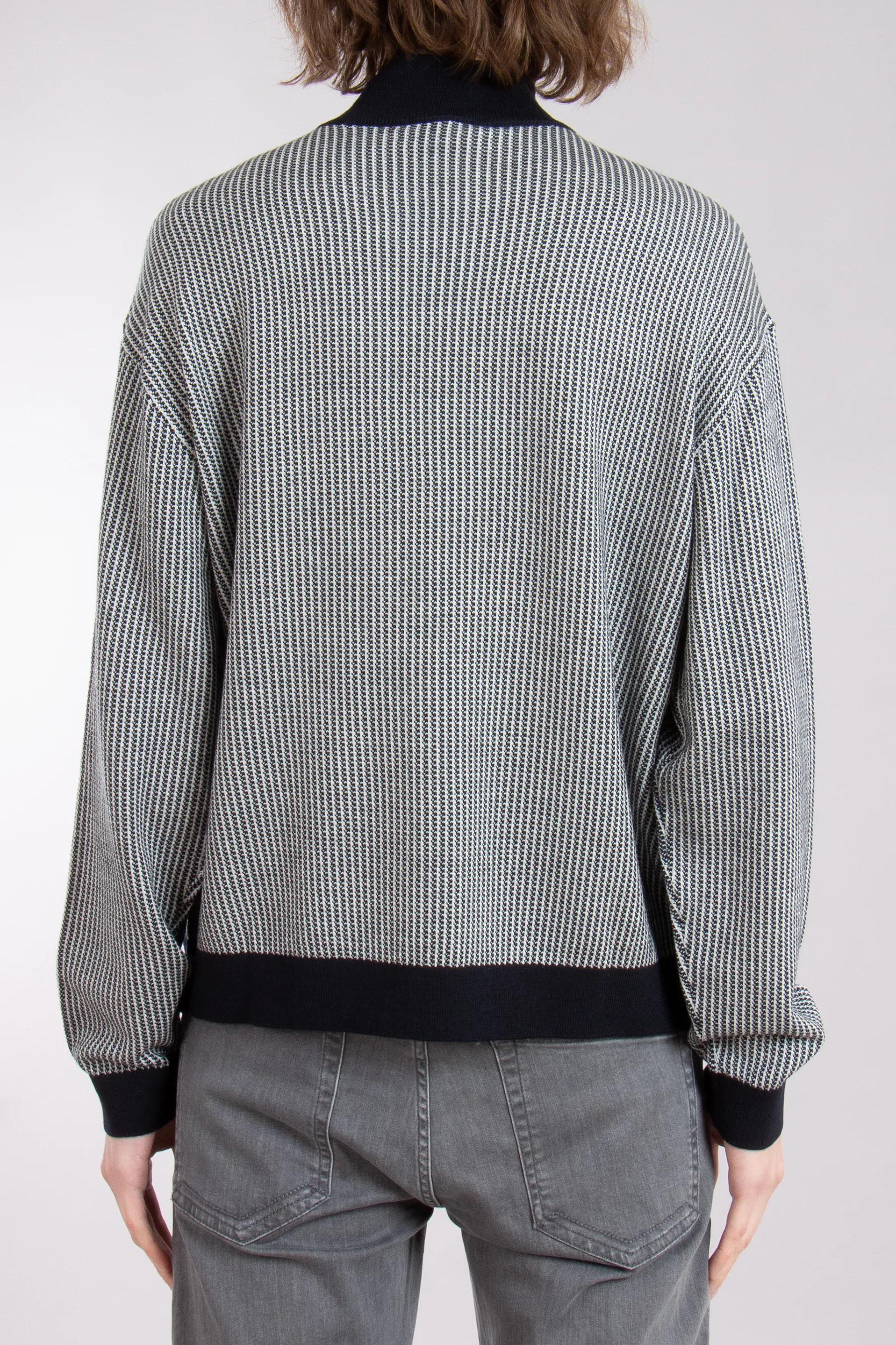 EMPORIO ARMANI Micro Pattern Virgin Wool Jacquard Sweater  