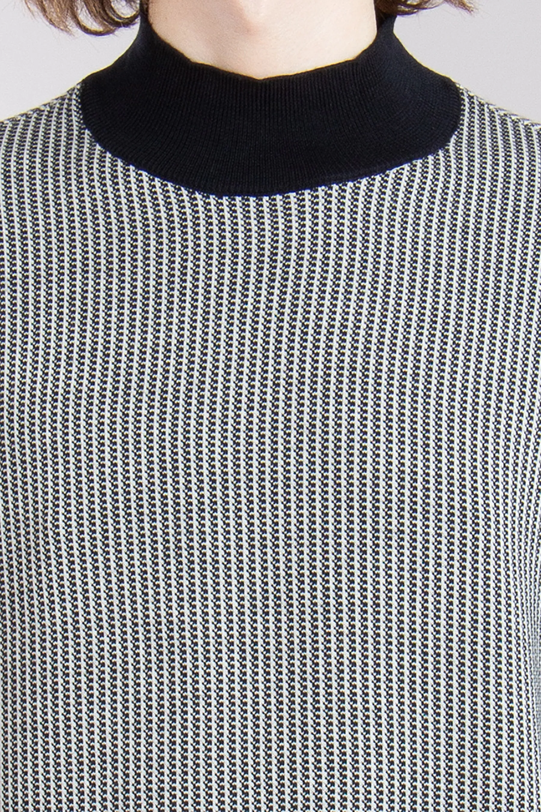 EMPORIO ARMANI Micro Pattern Virgin Wool Jacquard Sweater  