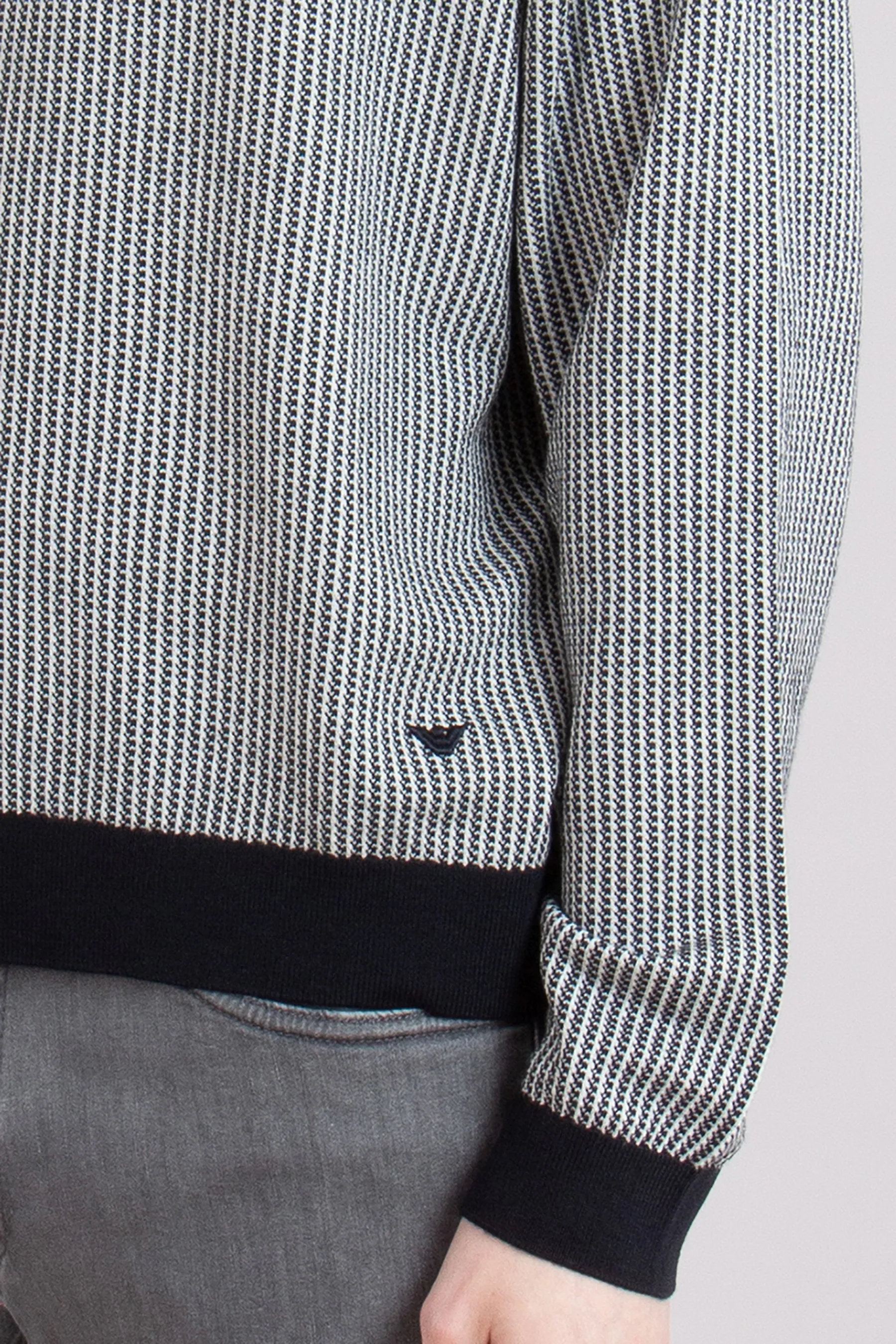 EMPORIO ARMANI Micro Pattern Virgin Wool Jacquard Sweater  