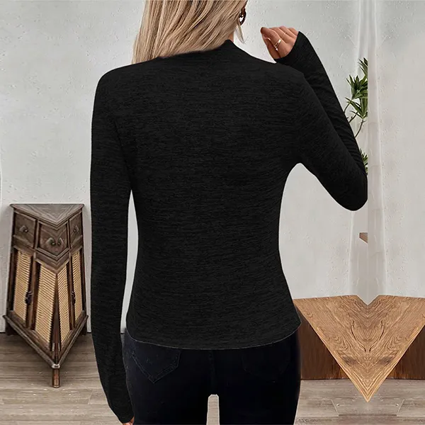 Modisches Langarmshirt mit Stehkragen und seitlichem Reißverschluss