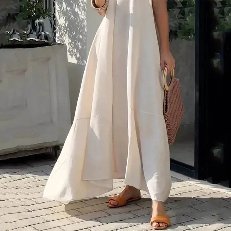 Weißes Maxikleid mit V-Ausschnitt
